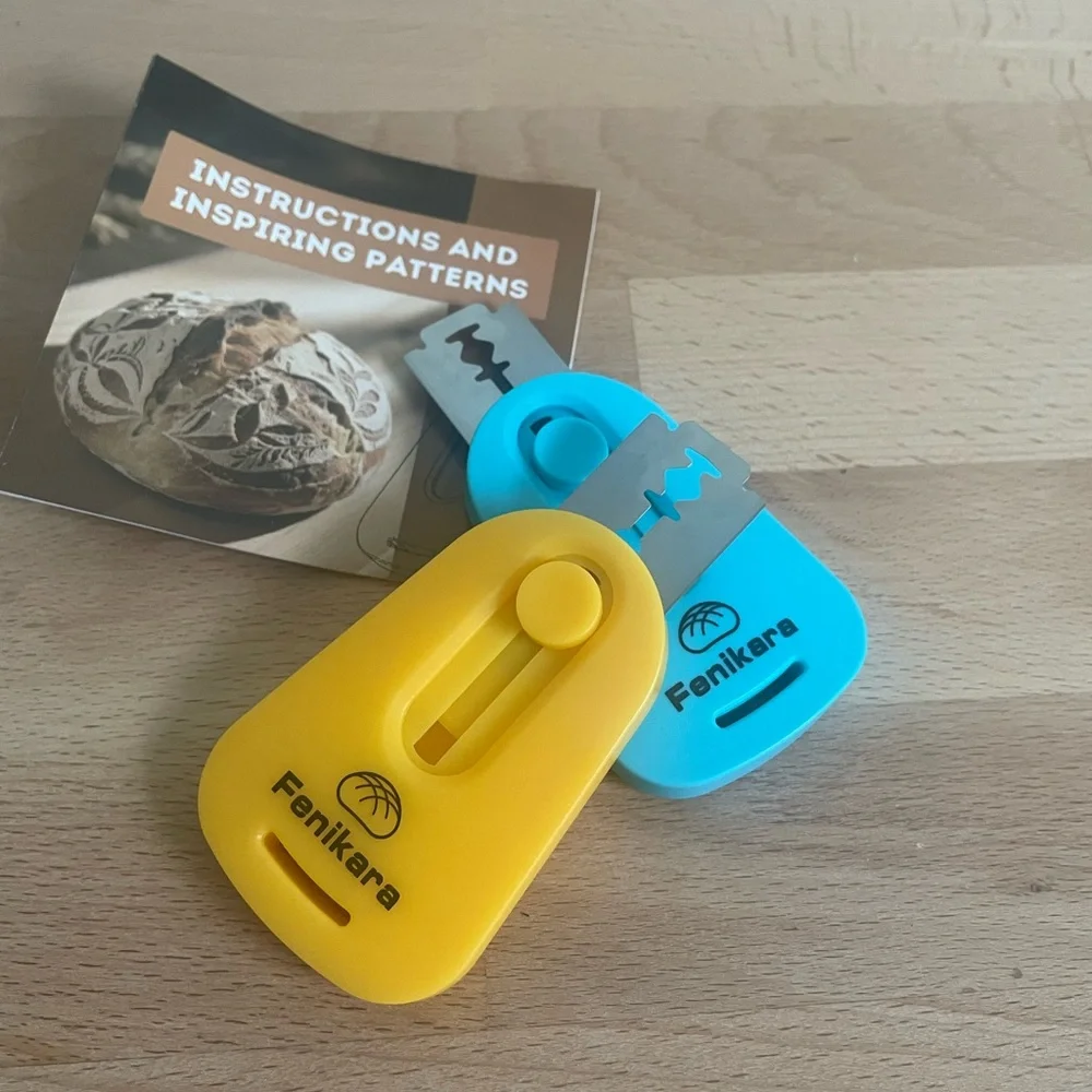 2 New Fenikara Lame Bread Dough Razors - Blue and Yellow Baking Tools